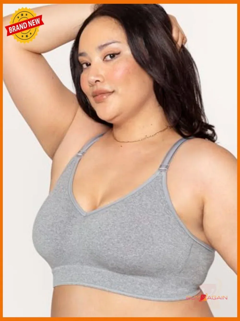 Plus Size Wireless Bra Seamless Full Coverage Hook Eye Back Adjustable Straps